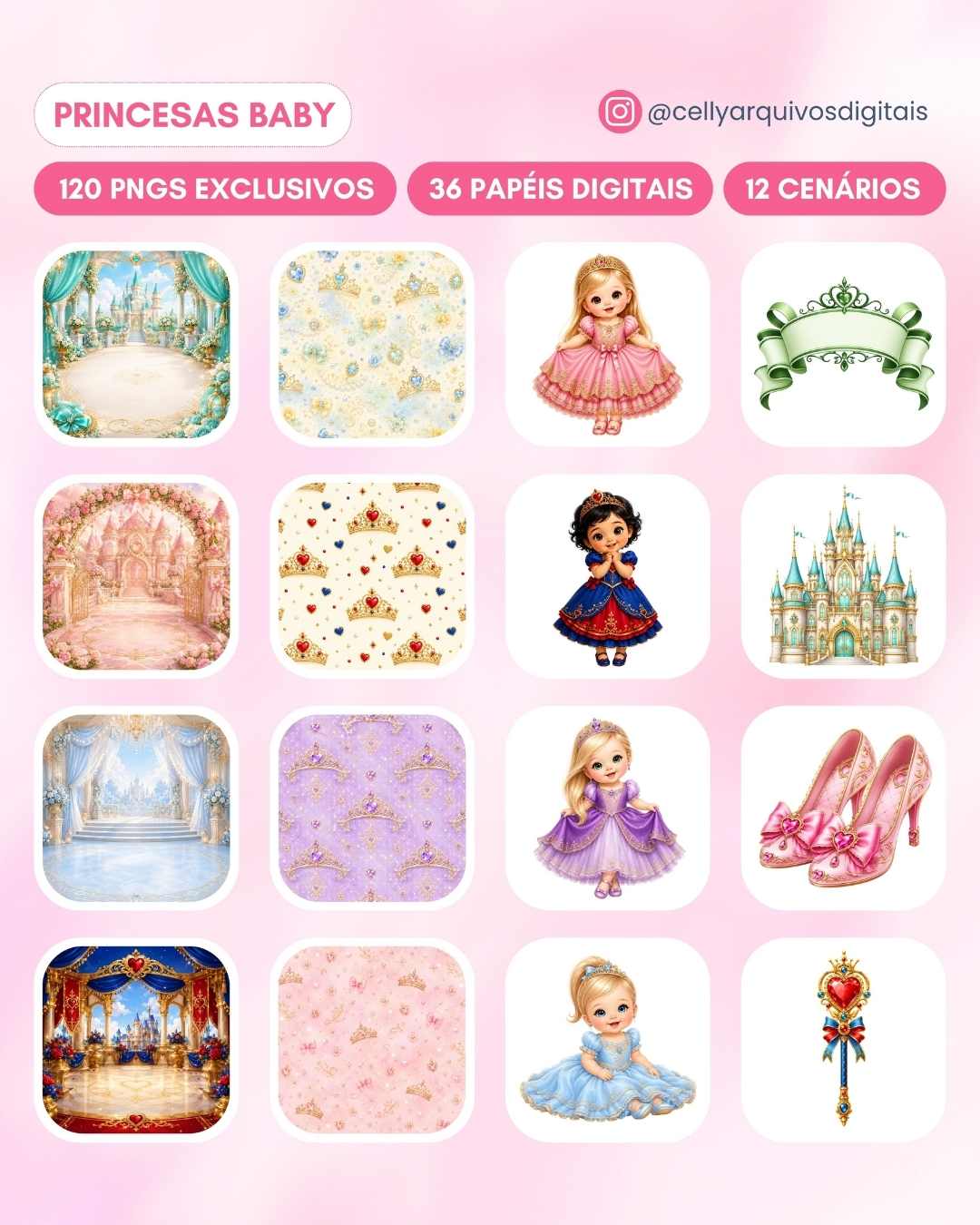 Kit Digital | Princesas Baby (+120 PNGs Exclusivos)