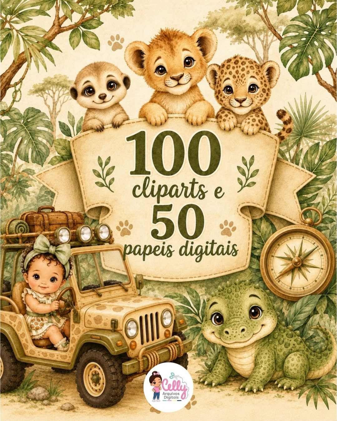 Kit Digital | Safari Baby (+100 PNGs Exclusivos)