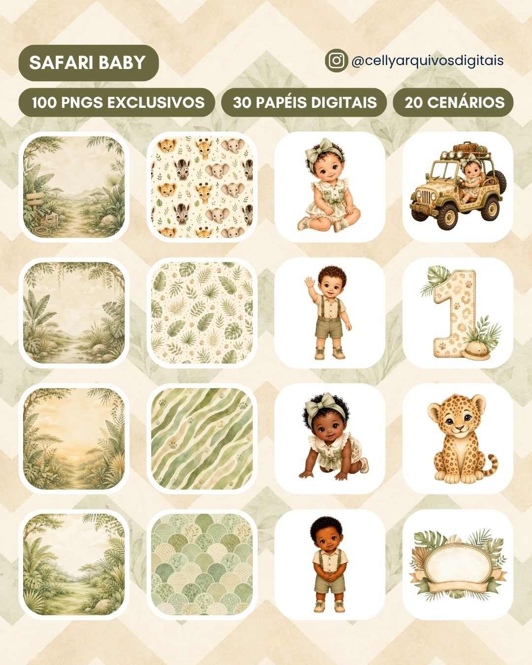 Kit Digital | Safari Baby (+100 PNGs Exclusivos)