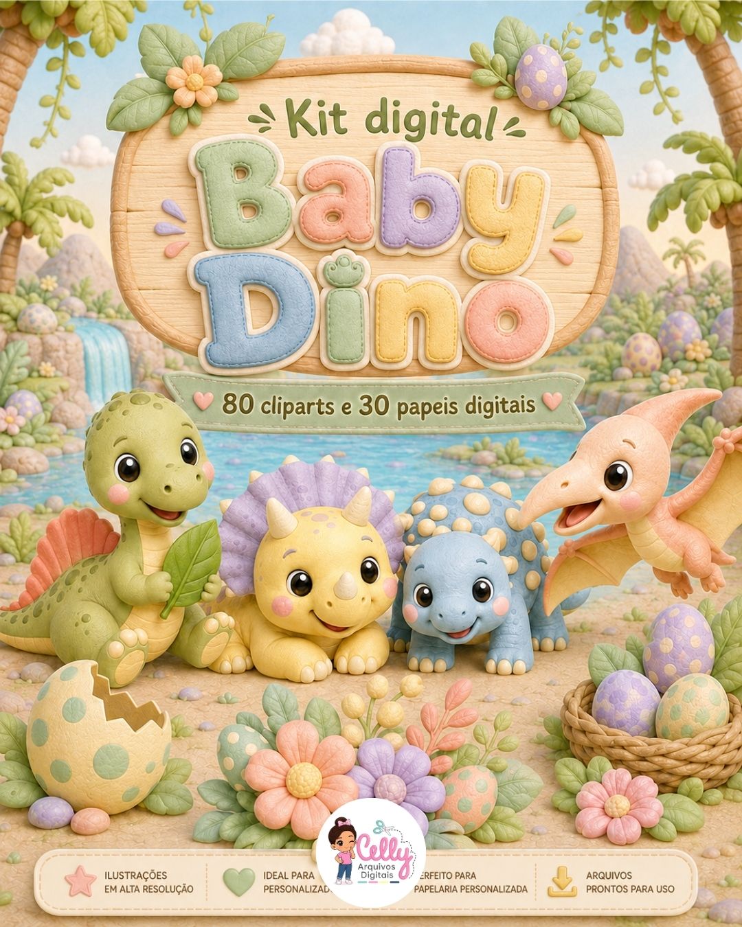Kit Digital | Baby Dino (+80 PNGs Exclusivos)