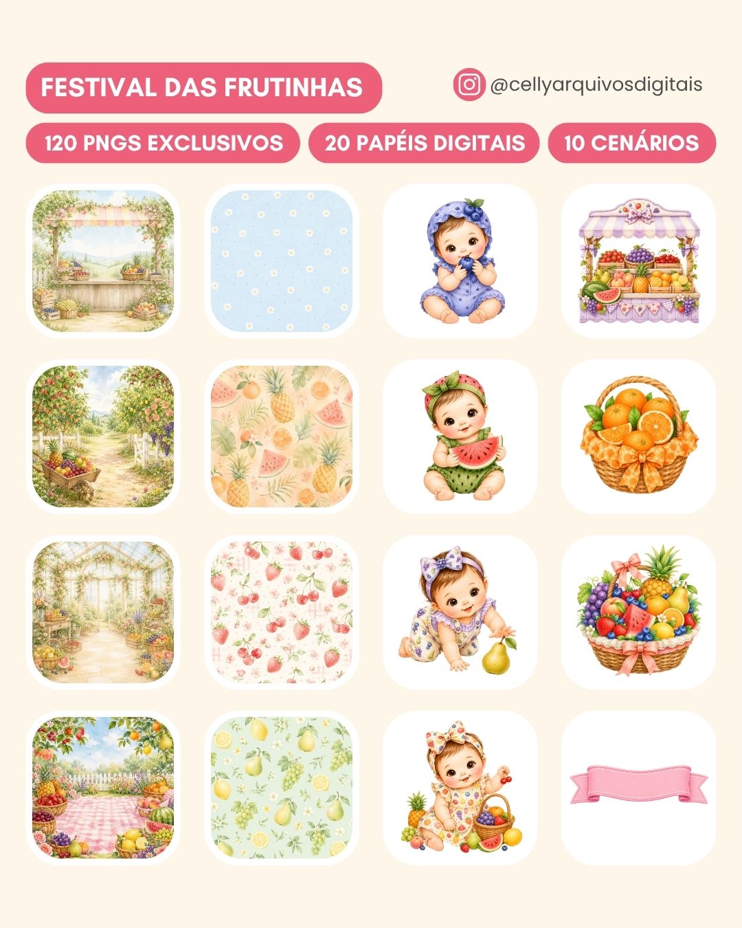Kit Digital | Festival das Frutinhas (+120 PNGs Exclusivos)
