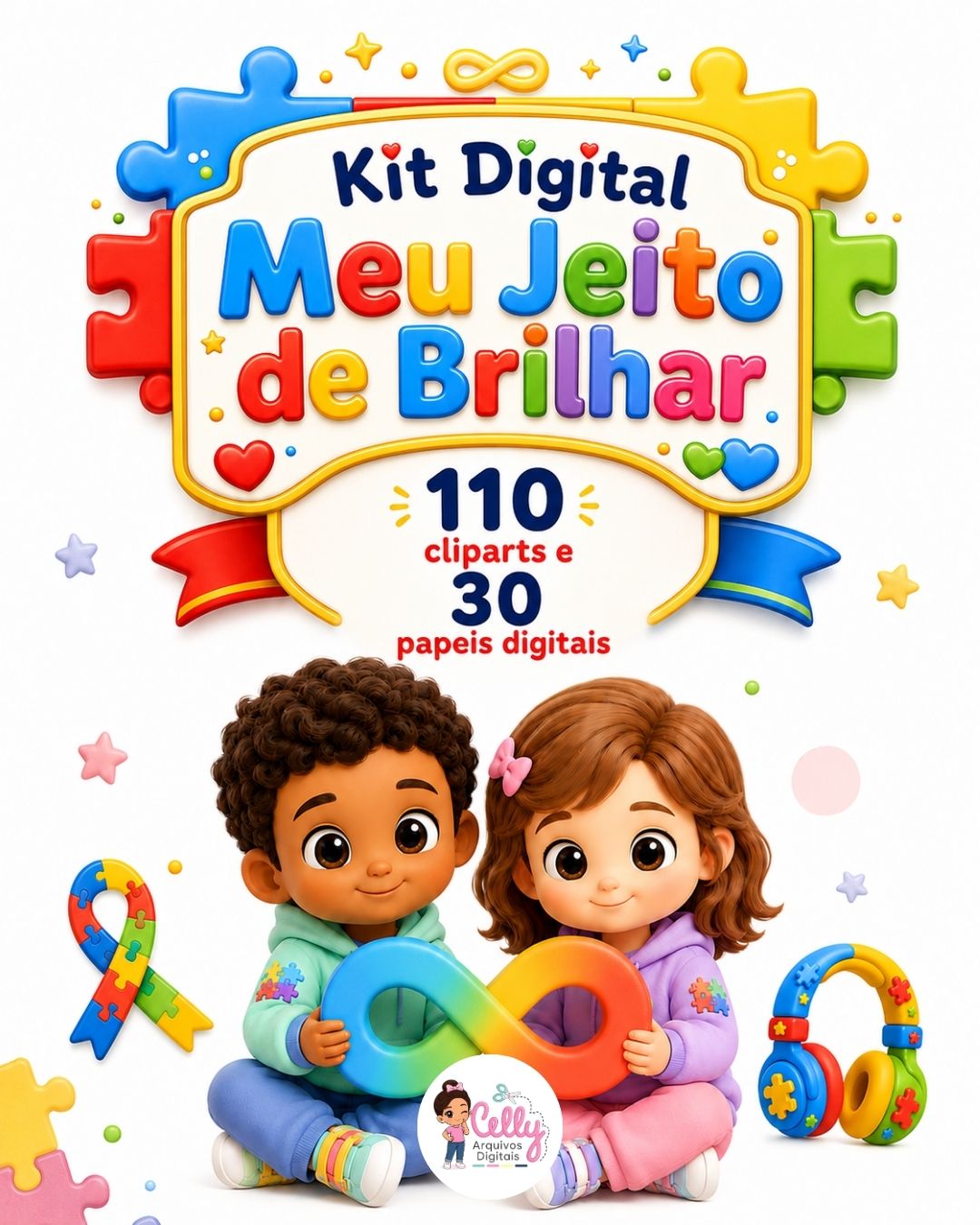Kit Digital | Autismo | Meu Jeito de Brilhar (+110 PNGs Exclusivos)